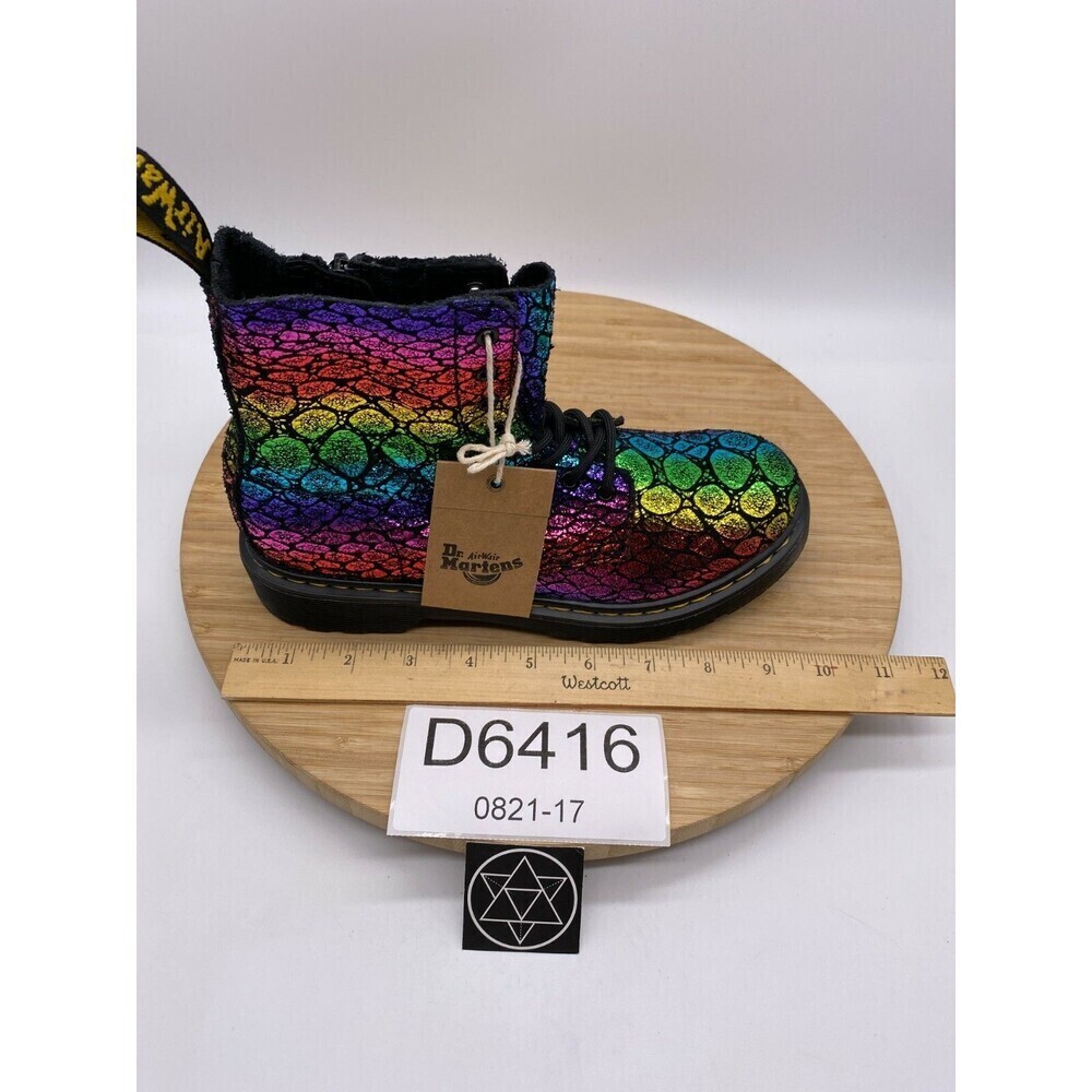 Dr Martens 1460 Pascal J Leather Combat Boots Kids Girls Boys Rainbow Womens 5 - Picture 10 of 11